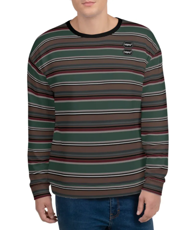 Striped Loose Fit Sweatshirt for Daily Comfort - Skate Easy