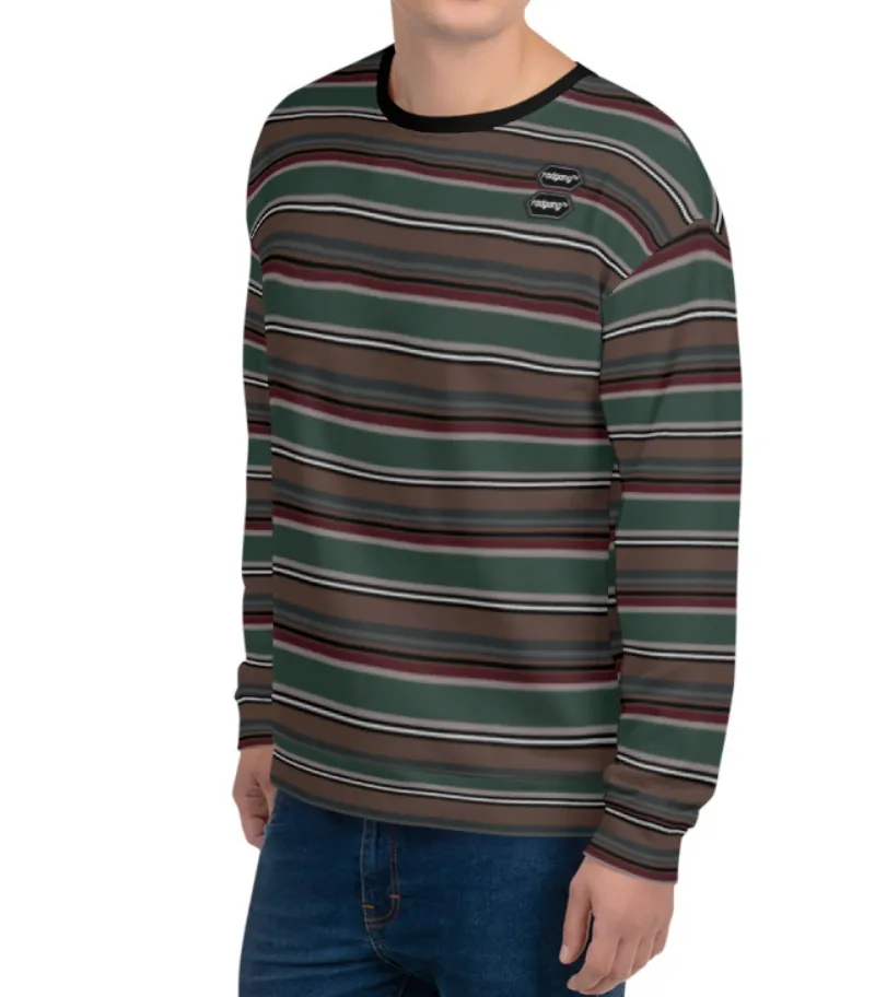 Striped Loose Fit Sweatshirt for Daily Comfort - Skate Easy