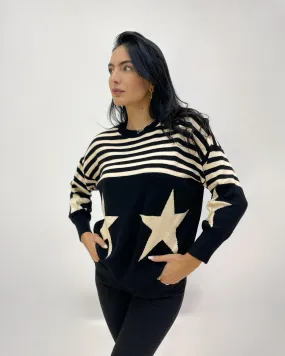 Striped Sweater with Stars.