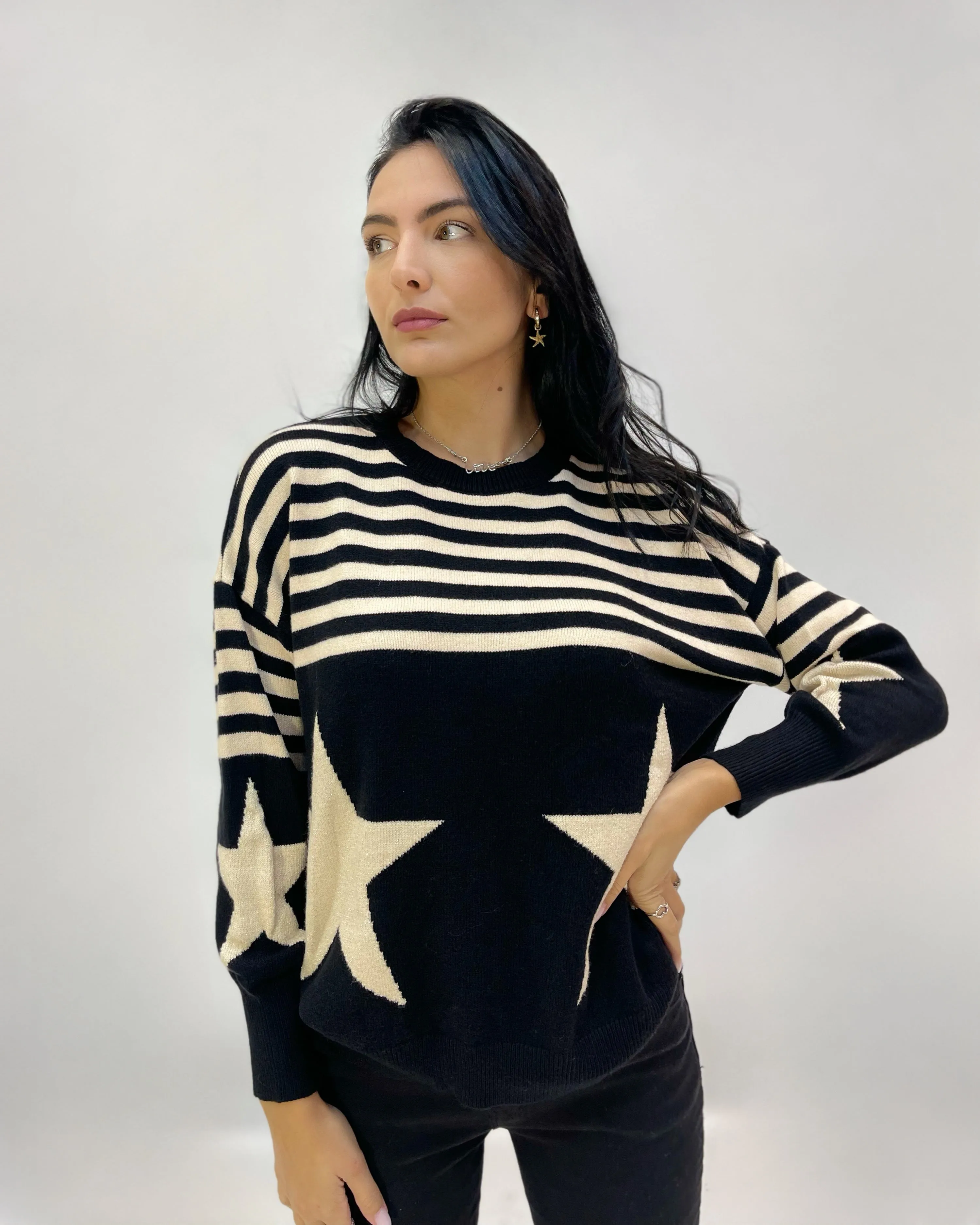 Striped Sweater with Stars.