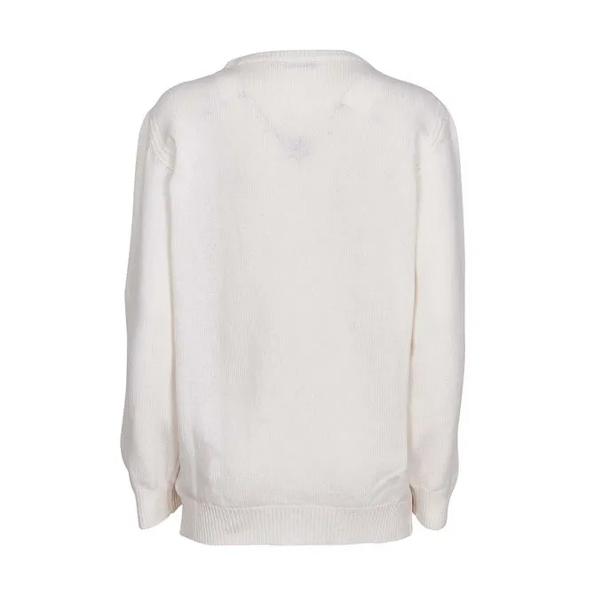 Sunday Funday White Wool Pullover for Women