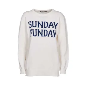 Sunday Funday White Wool Pullover for Women