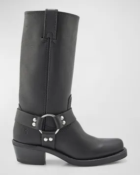 Tall Leather Harness Biker Boots