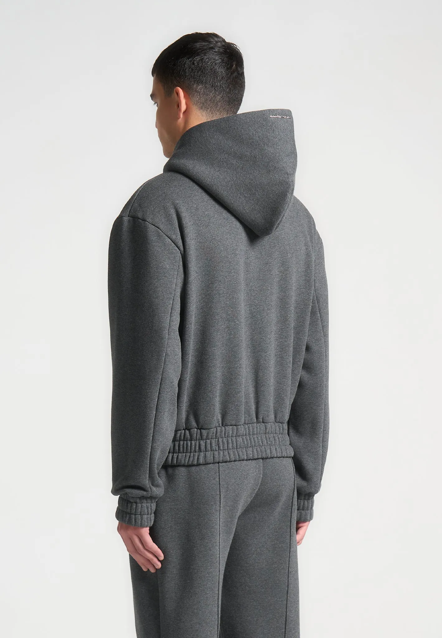 ternel Eiffel Embossed Zip Hoodie - Dark Grey