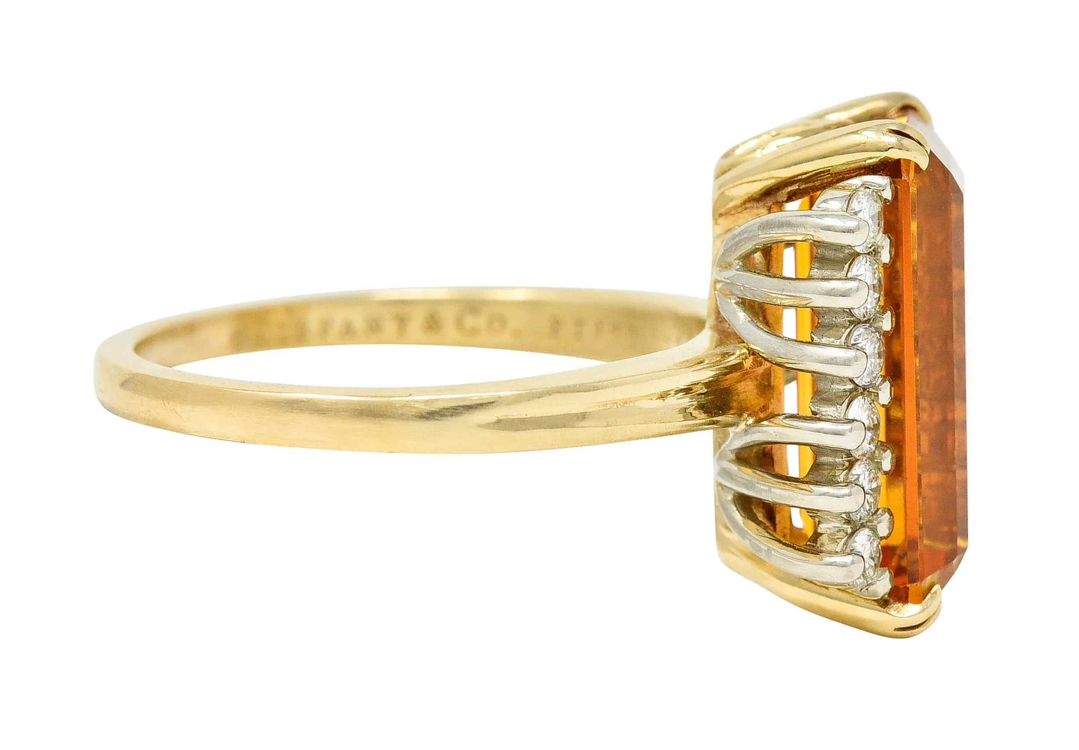 Tiffany & Co. Topaz Diamond Gold Platinum Ring.