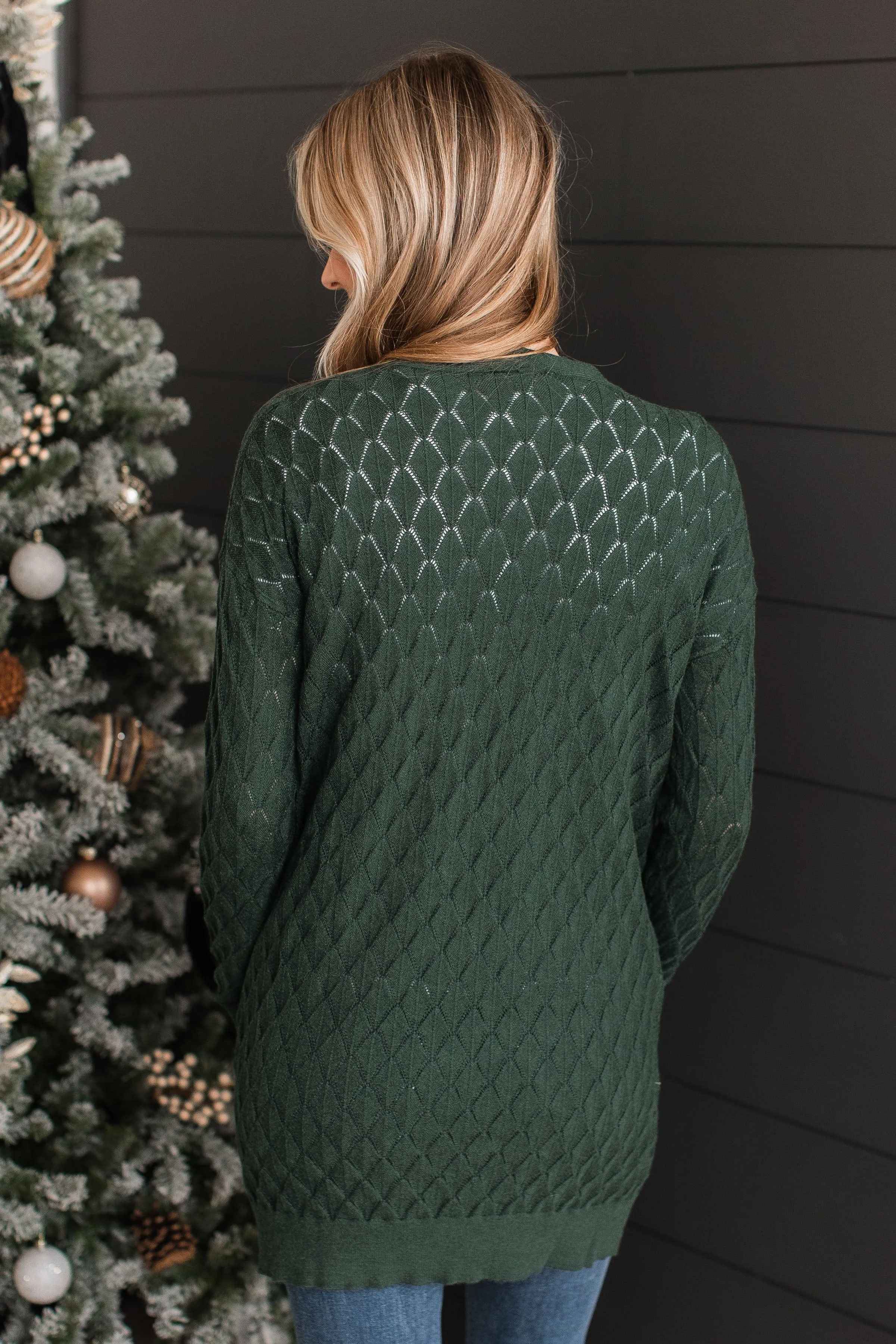 Time Stands Still Cardigan- Hunter Green