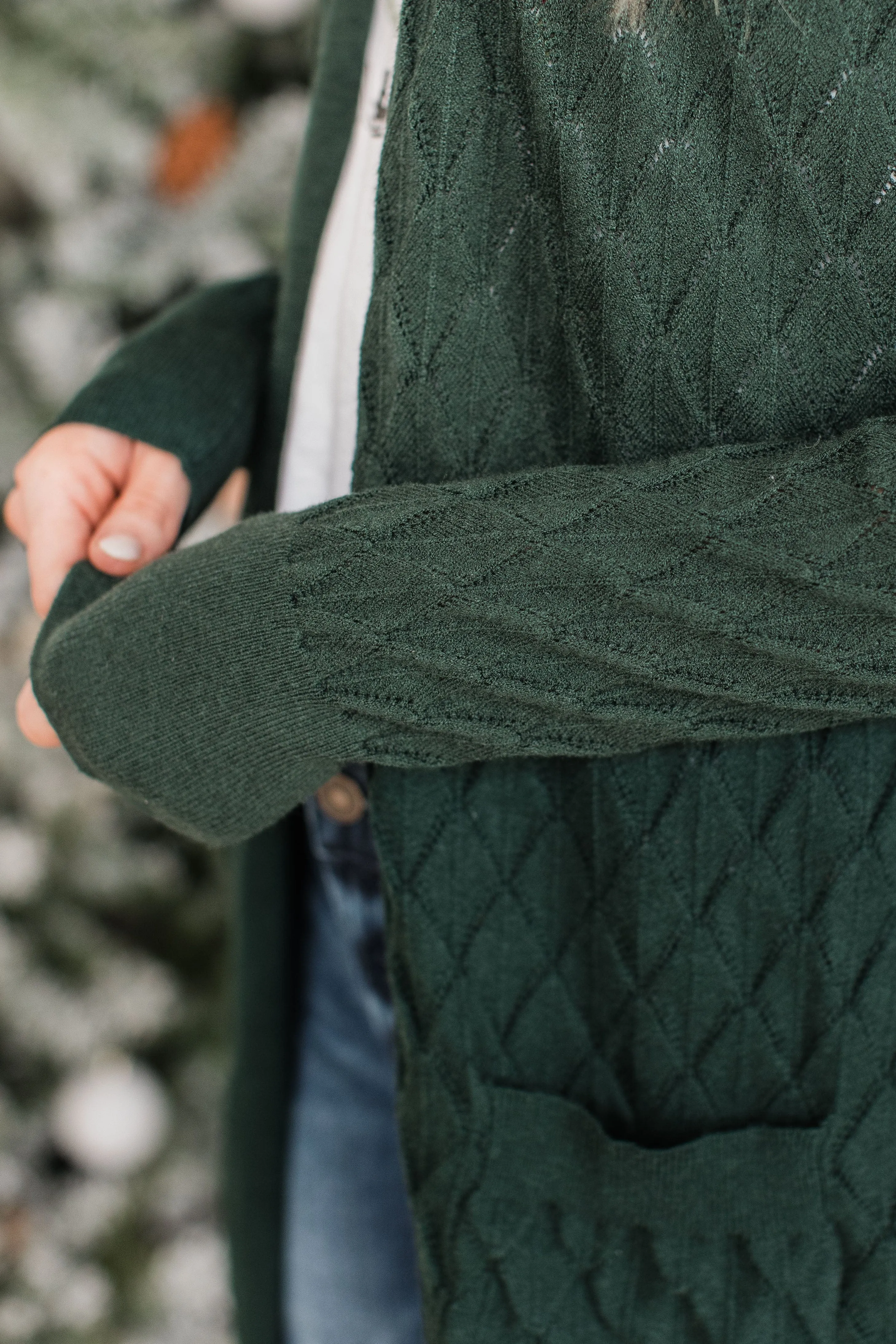 Time Stands Still Cardigan- Hunter Green