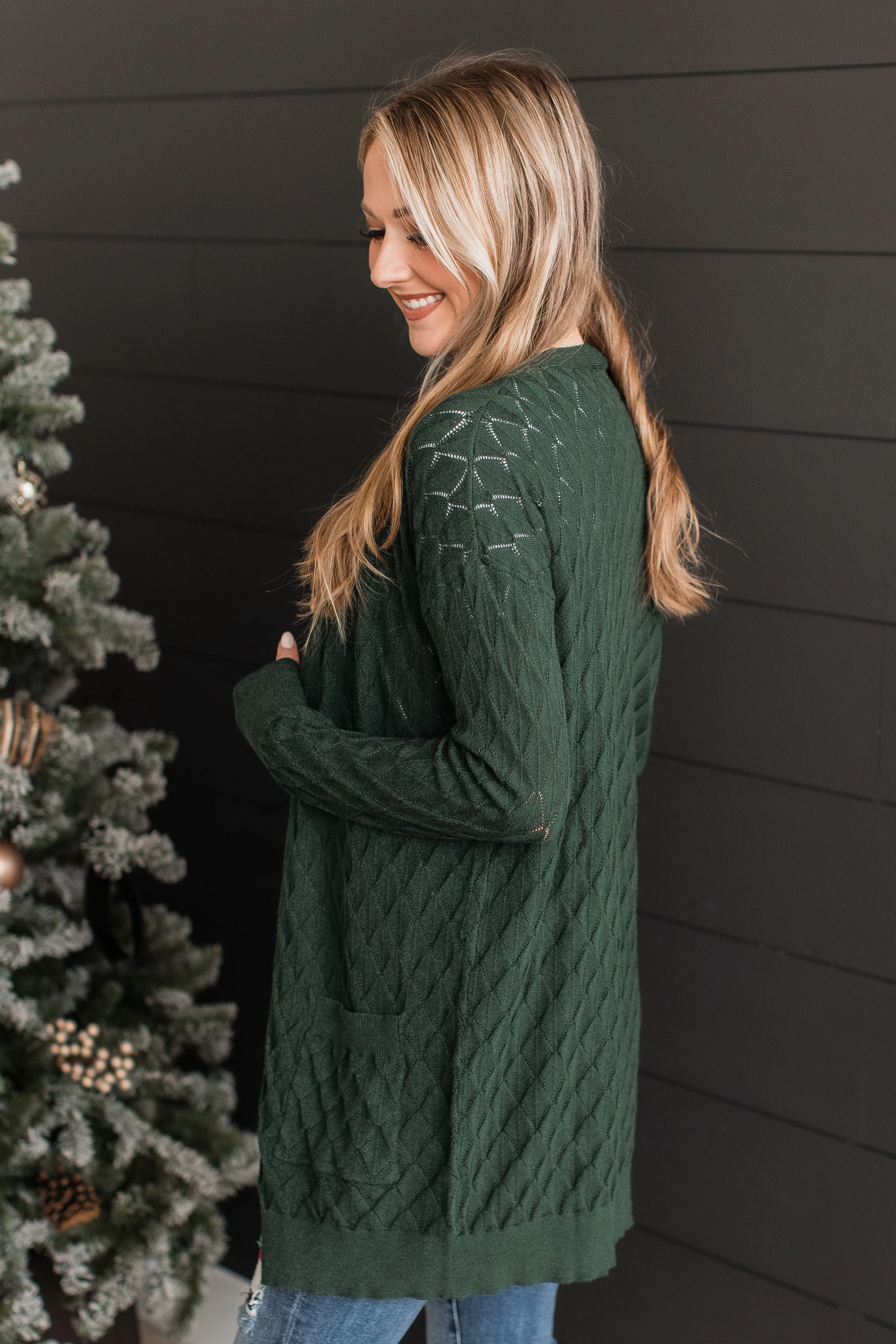 Time Stands Still Cardigan- Hunter Green