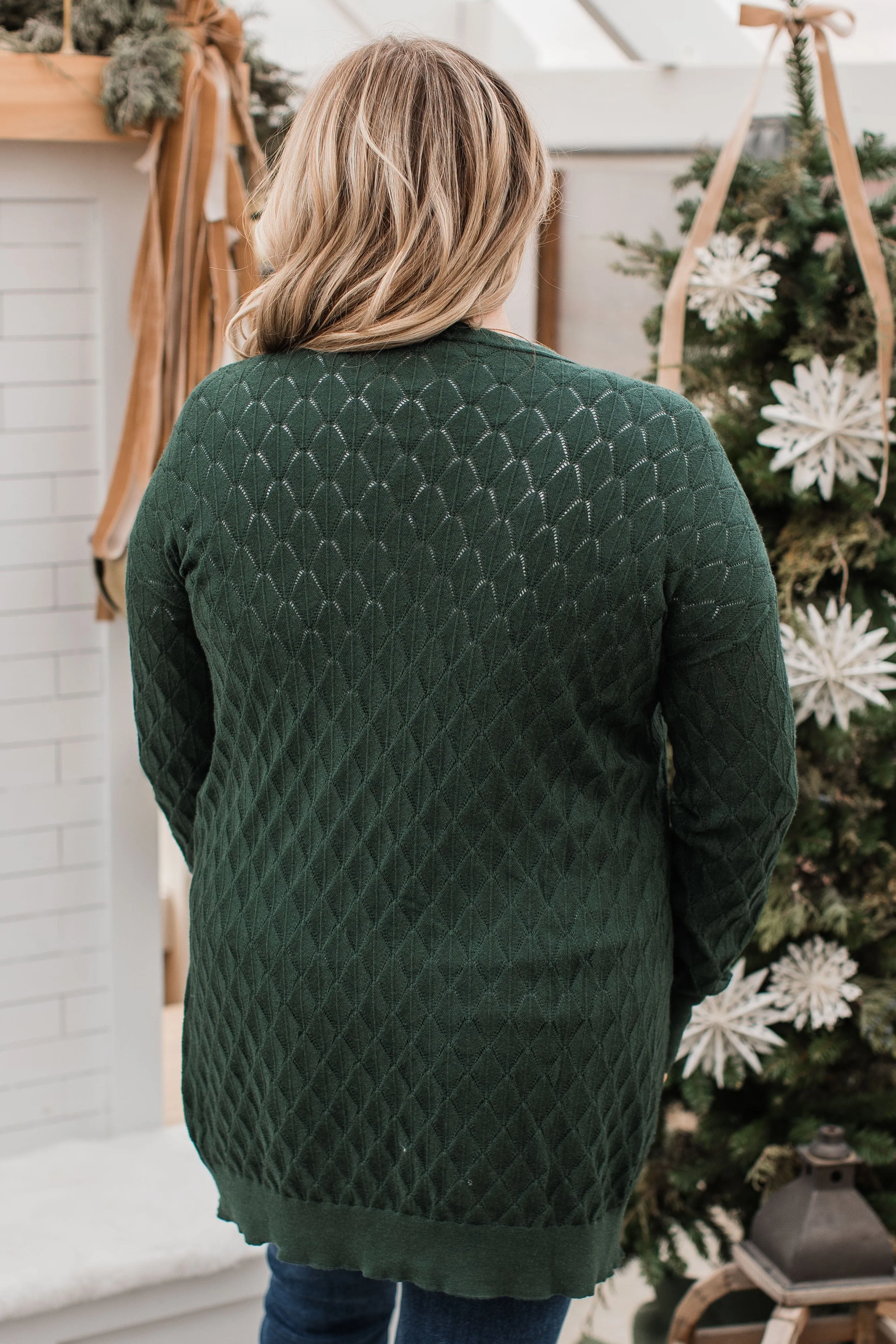 Time Stands Still Cardigan- Hunter Green