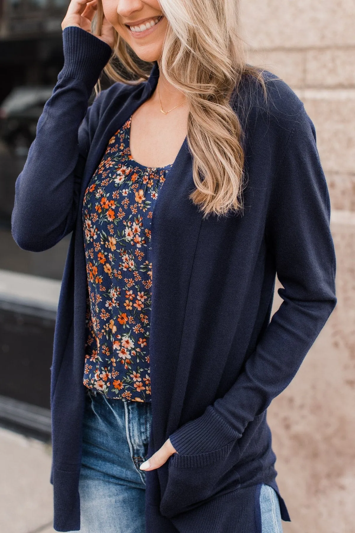 Time To Be Alive Drape Cardigan - Navy | Trendy Women's Clothing | Shop Now