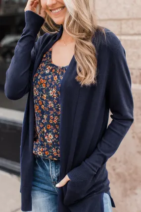 Time To Be Alive Drape Cardigan - Navy | Trendy Women's Clothing | Shop Now