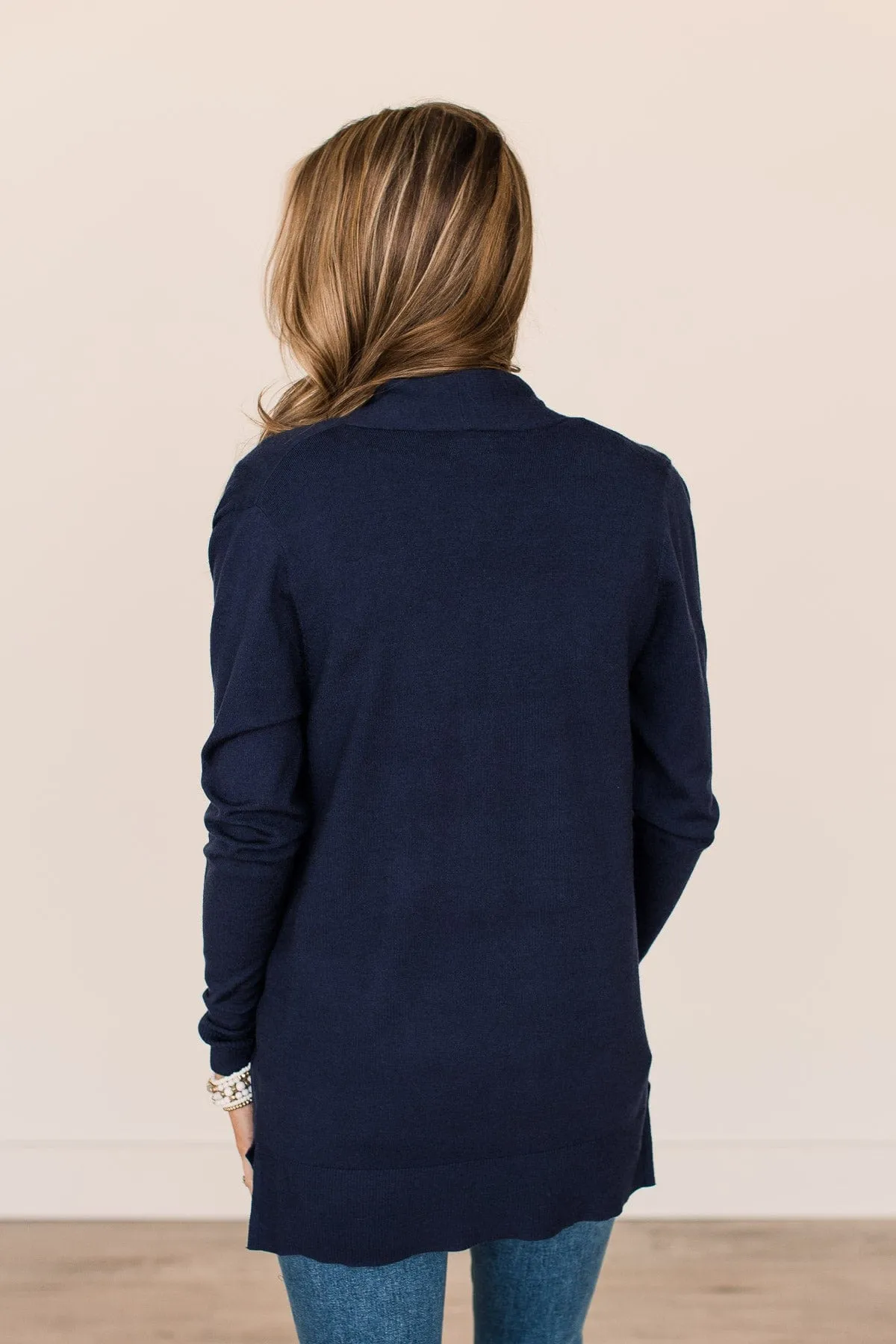 Time To Be Alive Drape Cardigan - Navy | Trendy Women's Clothing | Shop Now