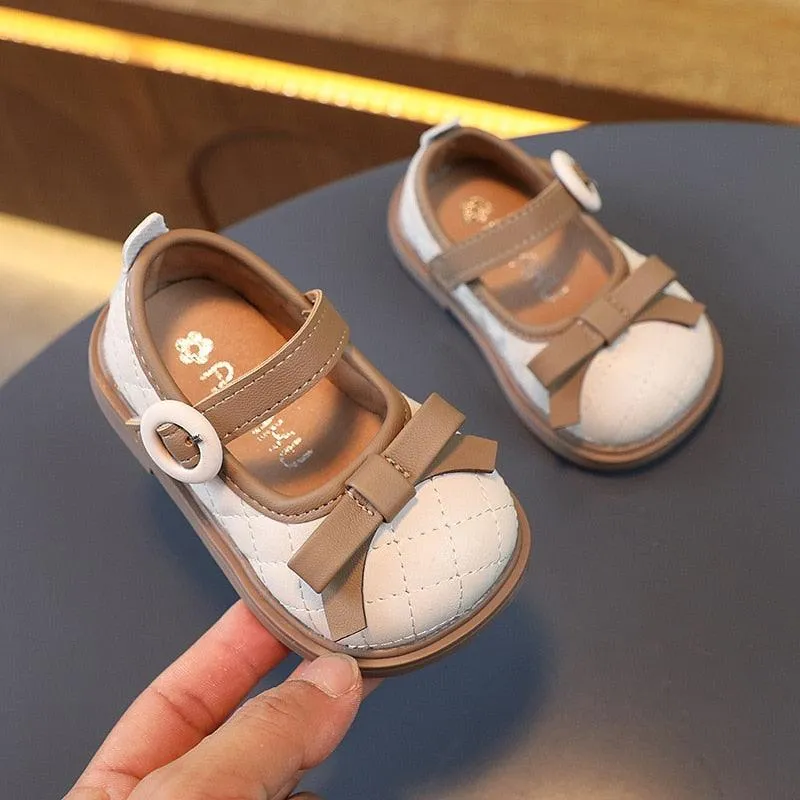 Toddler Girl Leather Casual Shoes - Pretty Plaid Pattern