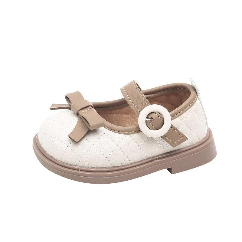 Toddler Girl Leather Casual Shoes - Pretty Plaid Pattern