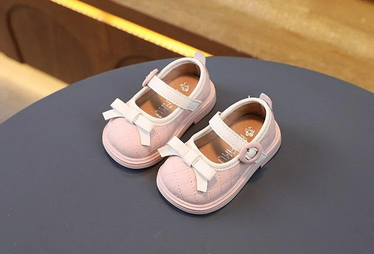 Toddler Girl Leather Casual Shoes - Pretty Plaid Pattern