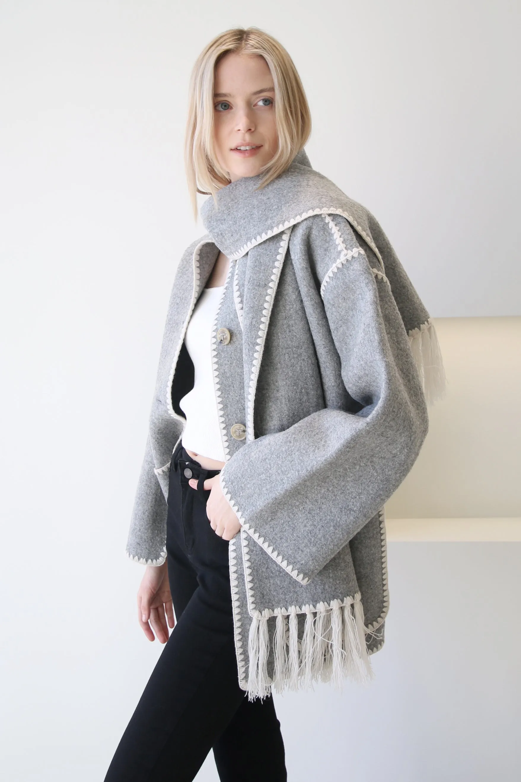 Toteme Gray Scarf Jacket - Buy Now, Limited Stock!