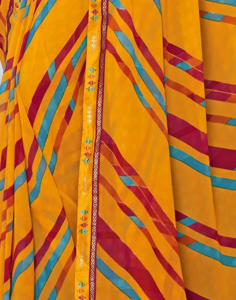 Turmeric Georgette Printed Saree