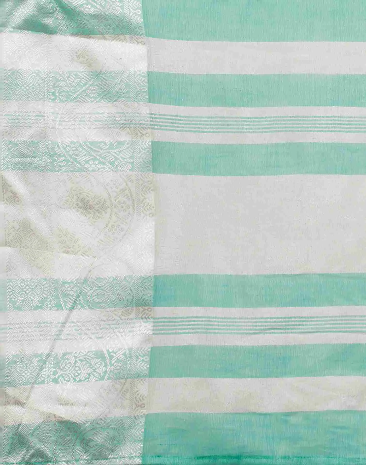 Turquoise Cotton Woven Banarasi Saree