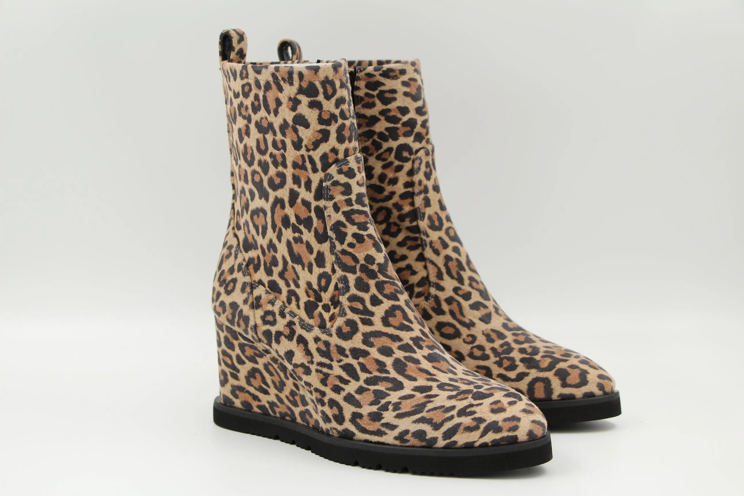 UNISA leopard print suede wedge ankle boot in UDAY style.