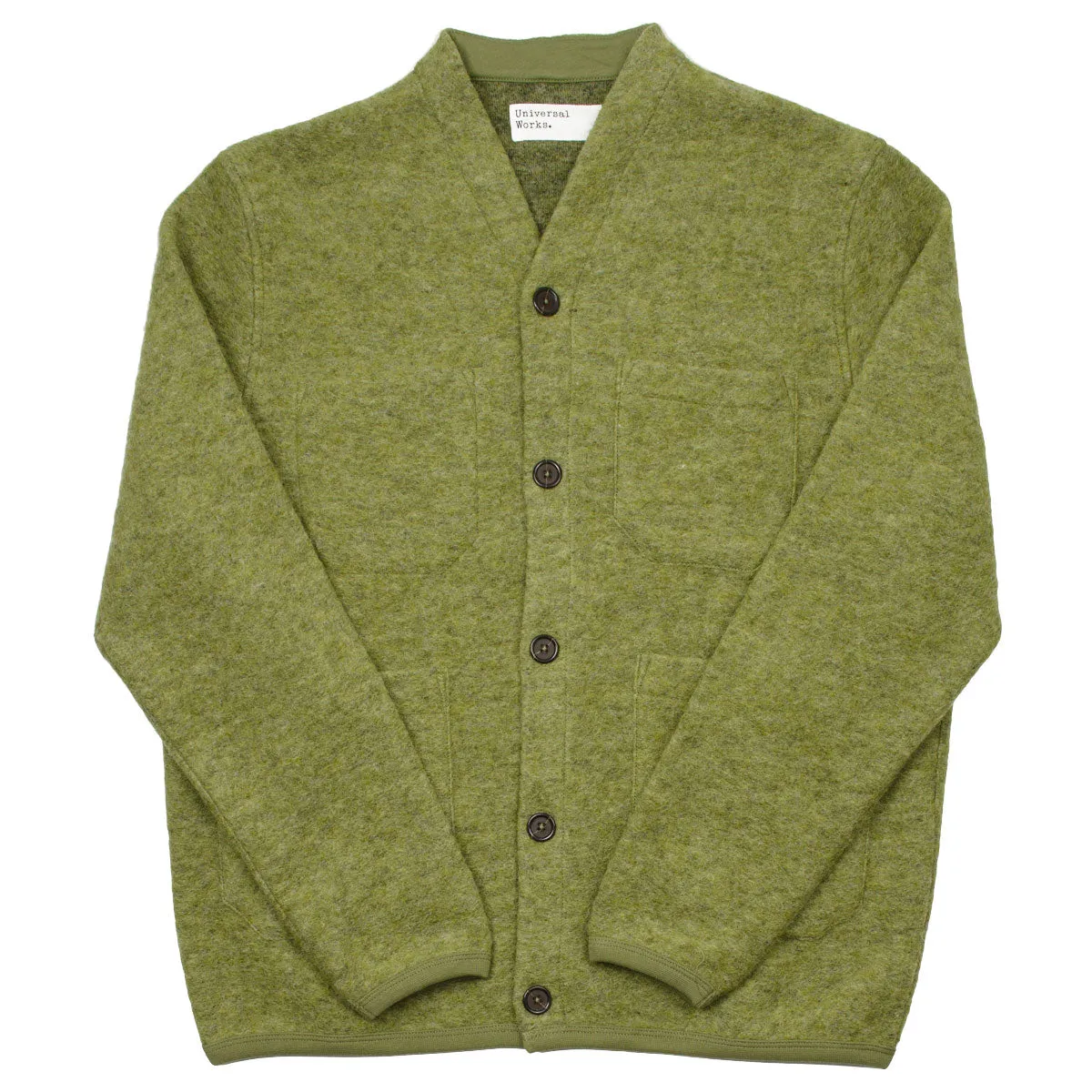 Universal Works - Wool Fleece Cardigan - Light Olive