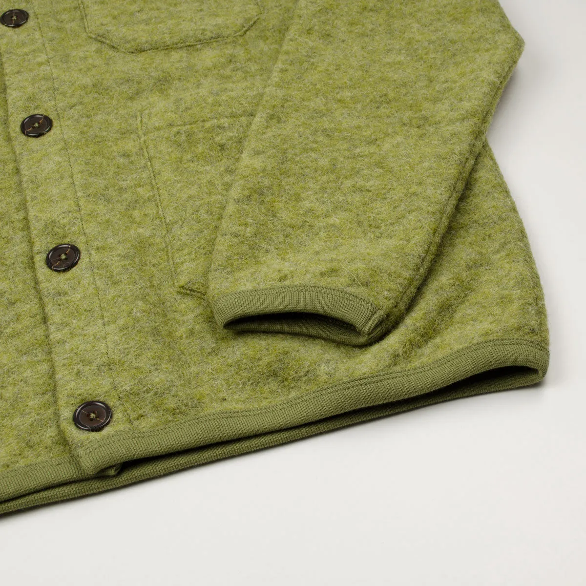 Universal Works - Wool Fleece Cardigan - Light Olive