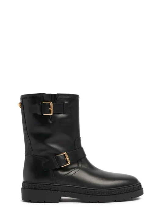 Versace   Leather biker boots 