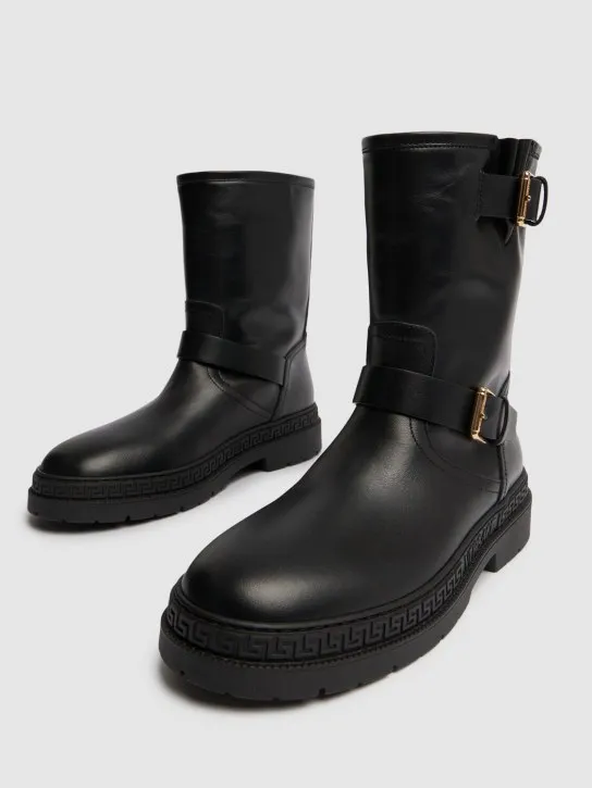 Versace   Leather biker boots 