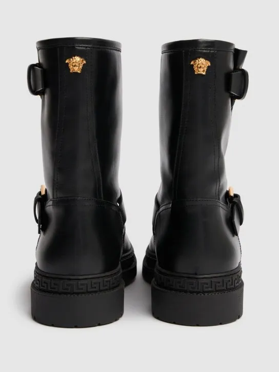 Versace   Leather biker boots 