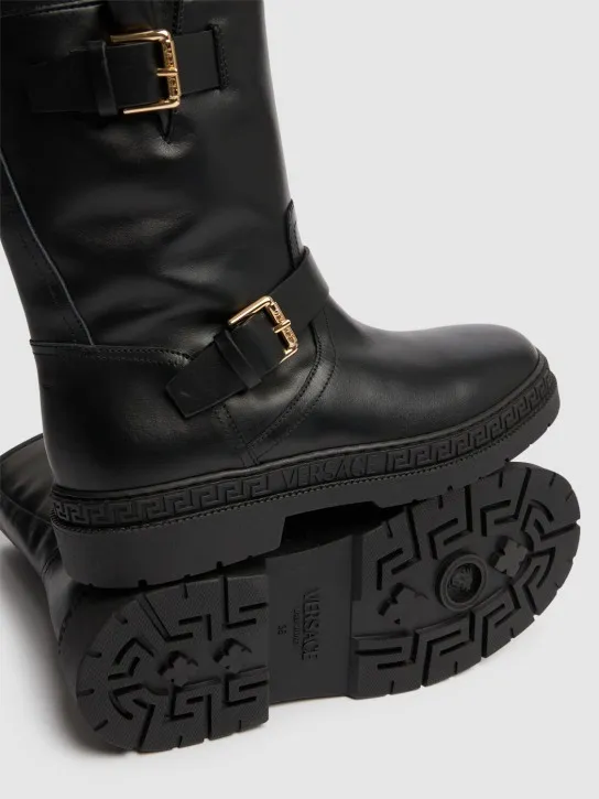 Versace   Leather biker boots 