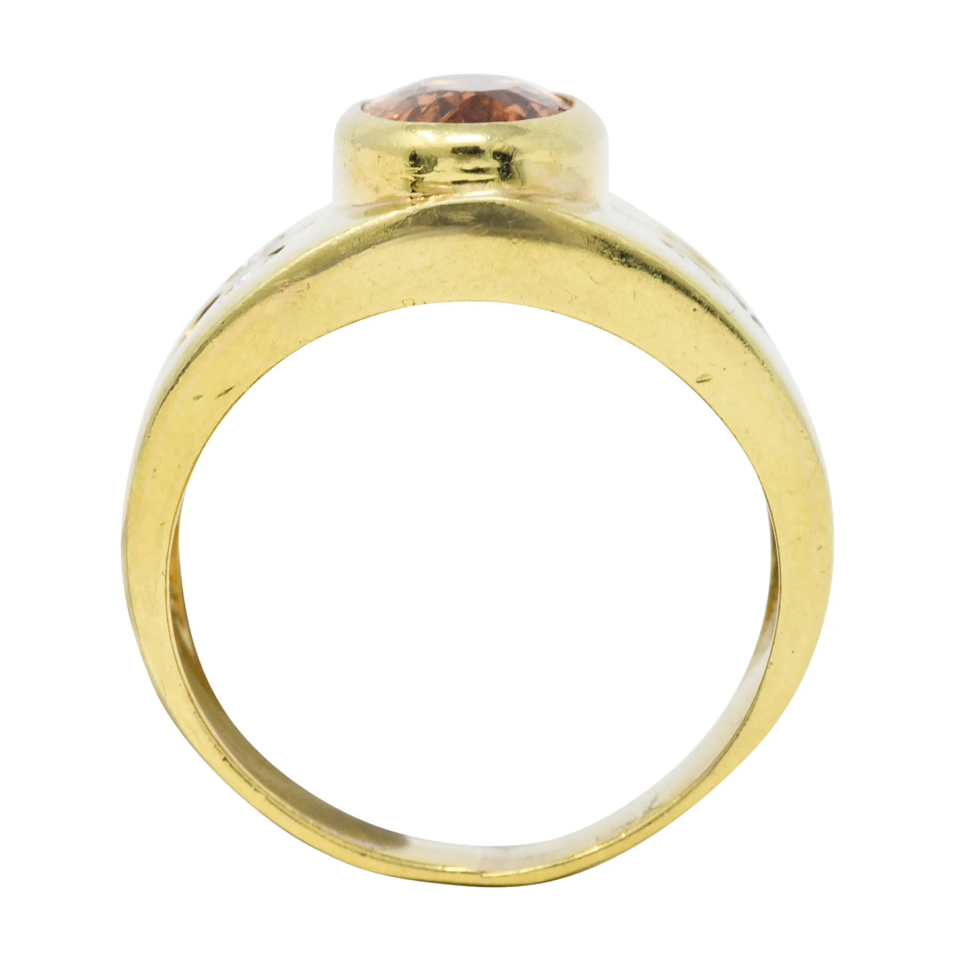 Vintage 1970's Imperial Topaz Diamond Ring - 18K Gold Band