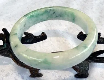 Vintage Imperial Green Veins Old Mine Jadeite Bangle Bracelet - 58.5mm - BB2576