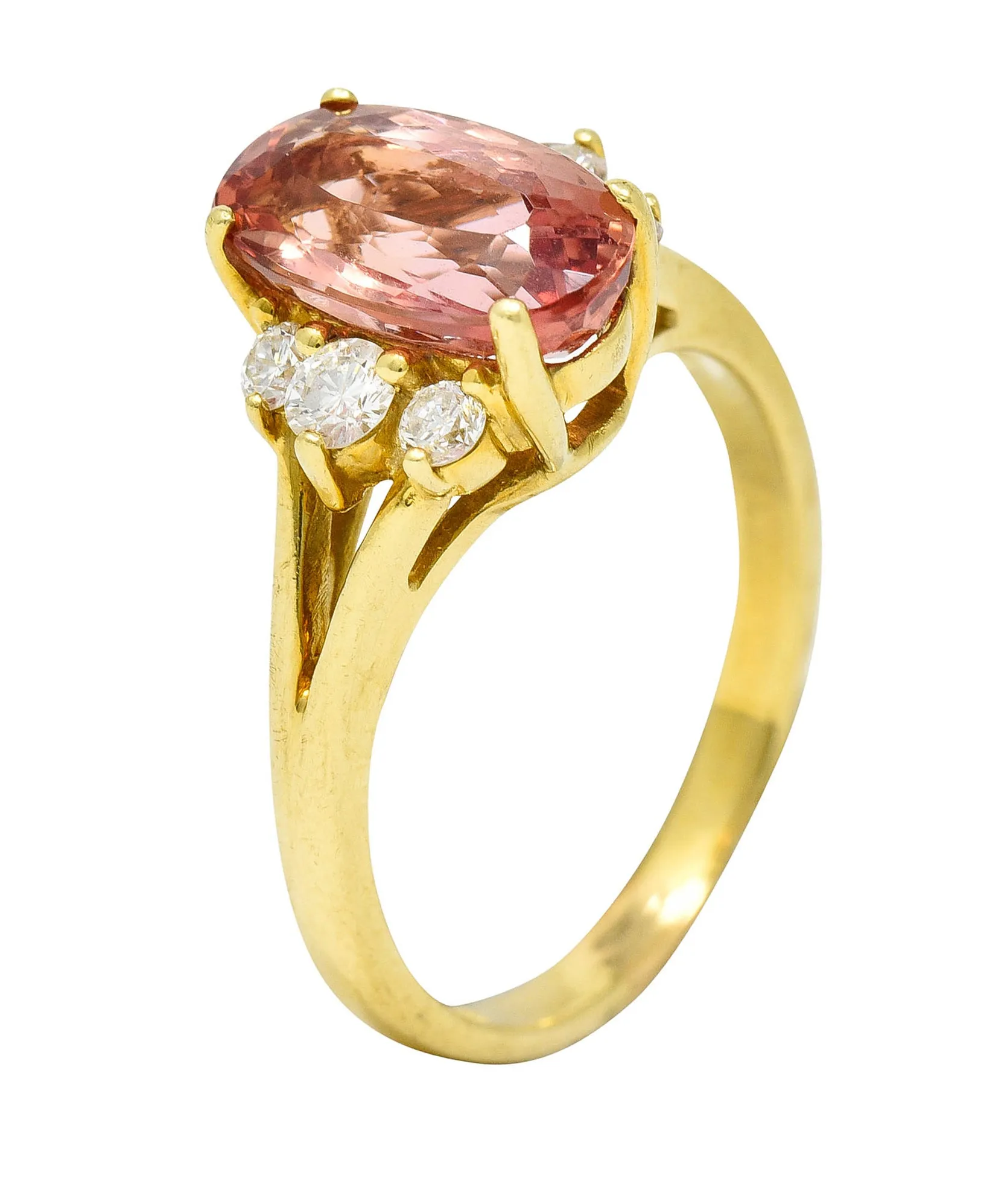 Vintage Imperial Topaz Diamond Ring - 2.95 CTW, 18 Karat Gold, Gemstone