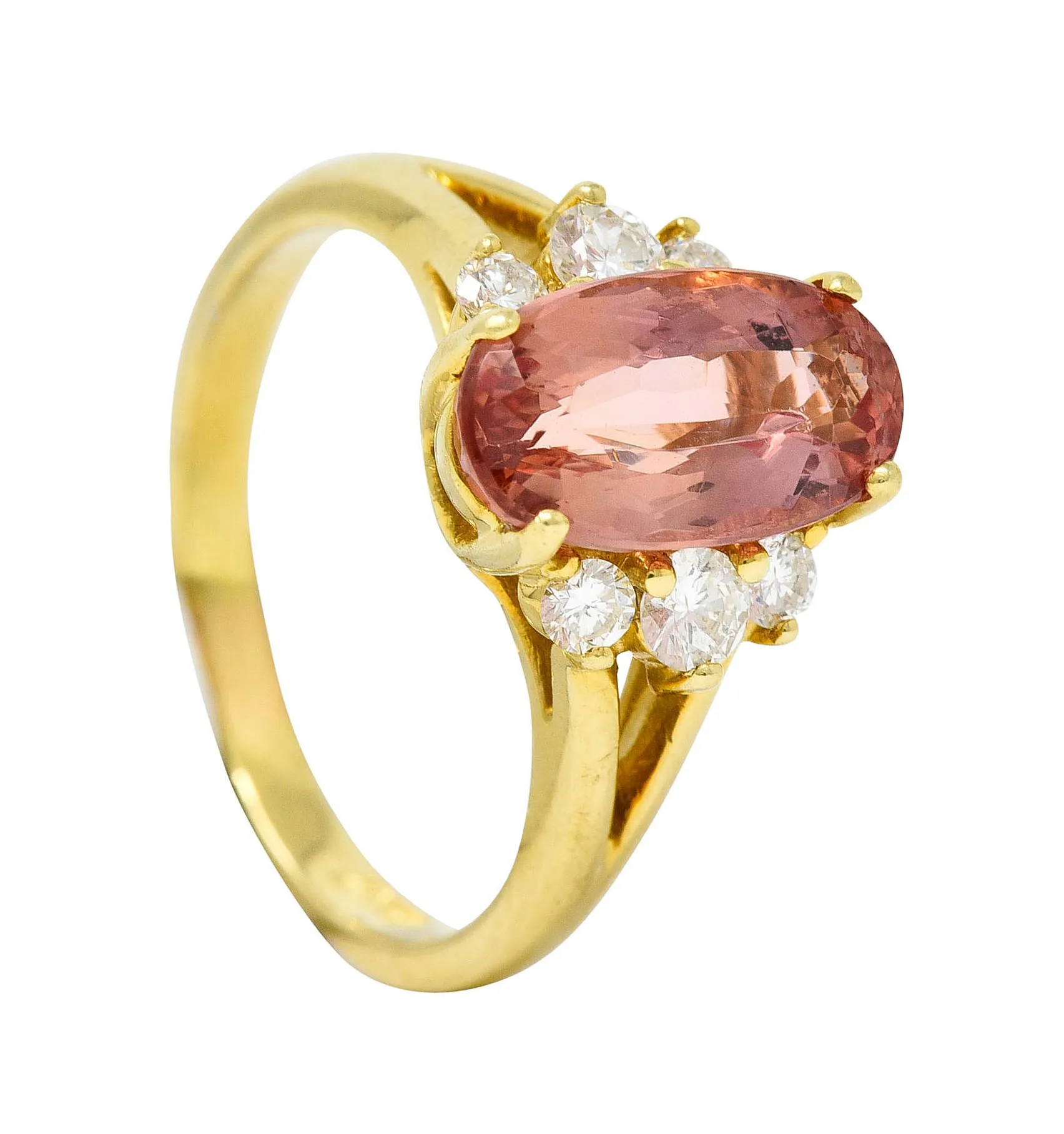 Vintage Imperial Topaz Diamond Ring - 2.95 CTW, 18 Karat Gold, Gemstone