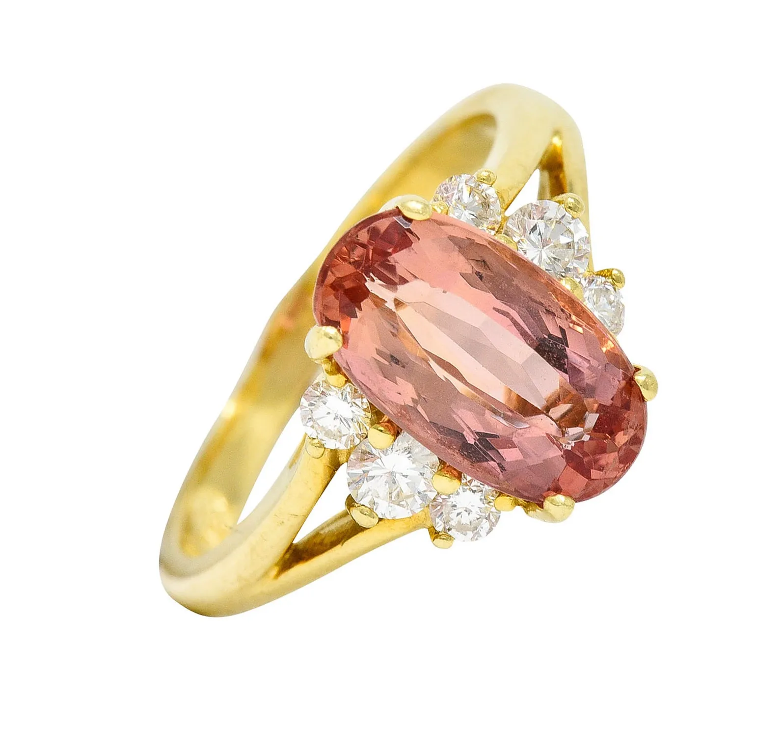 Vintage Imperial Topaz Diamond Ring - 2.95 CTW, 18 Karat Gold, Gemstone