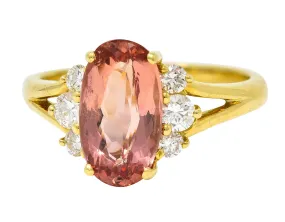 Vintage Imperial Topaz Diamond Ring - 2.95 CTW, 18 Karat Gold, Gemstone