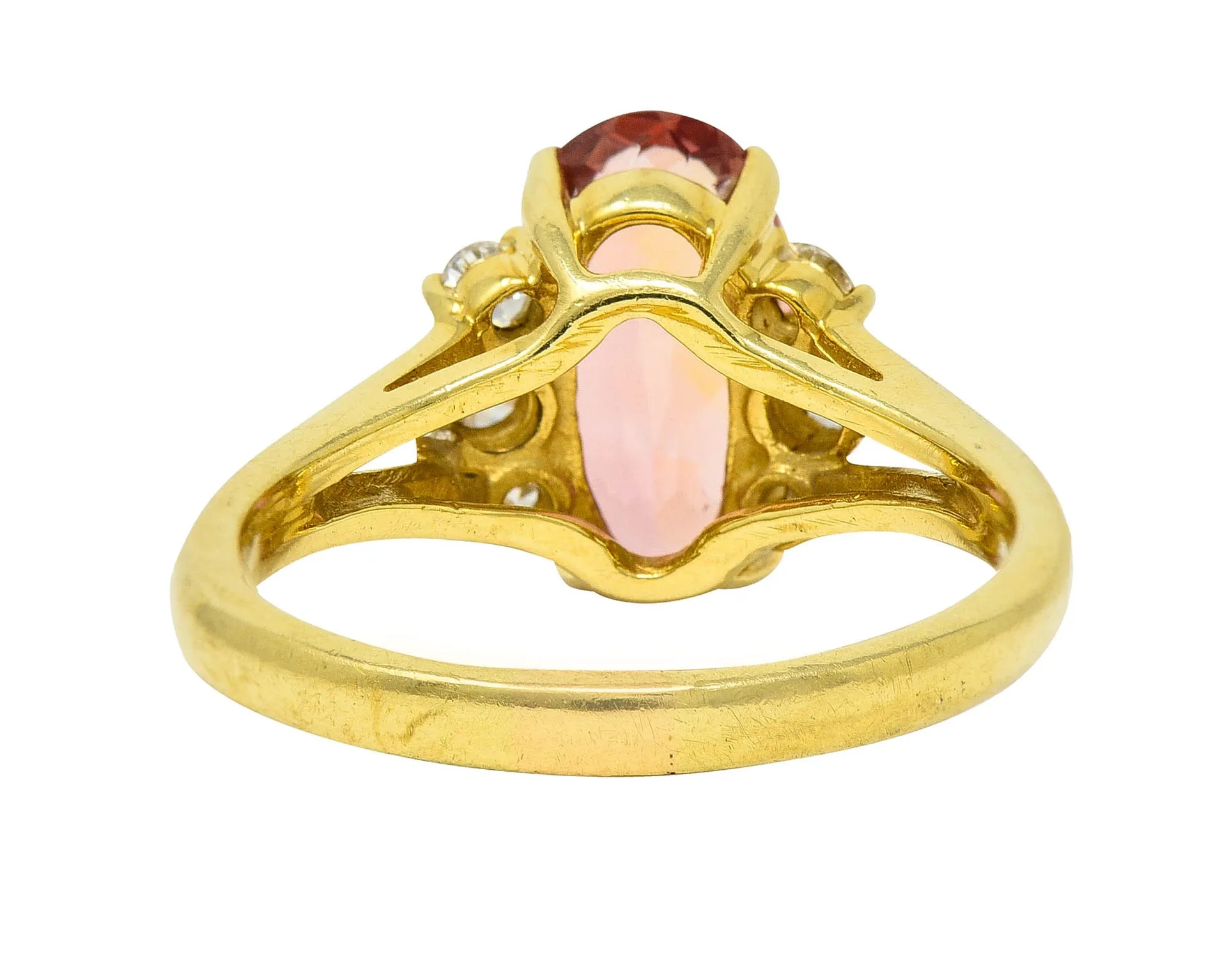 Vintage Imperial Topaz Diamond Ring - 2.95 CTW, 18 Karat Gold, Gemstone