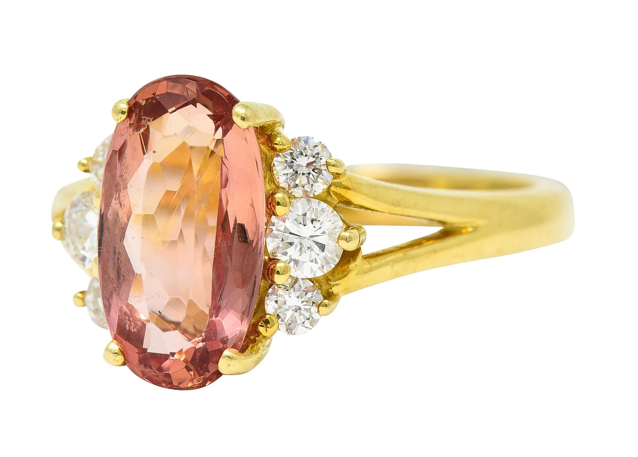 Vintage Imperial Topaz Diamond Ring - 2.95 CTW, 18 Karat Gold, Gemstone