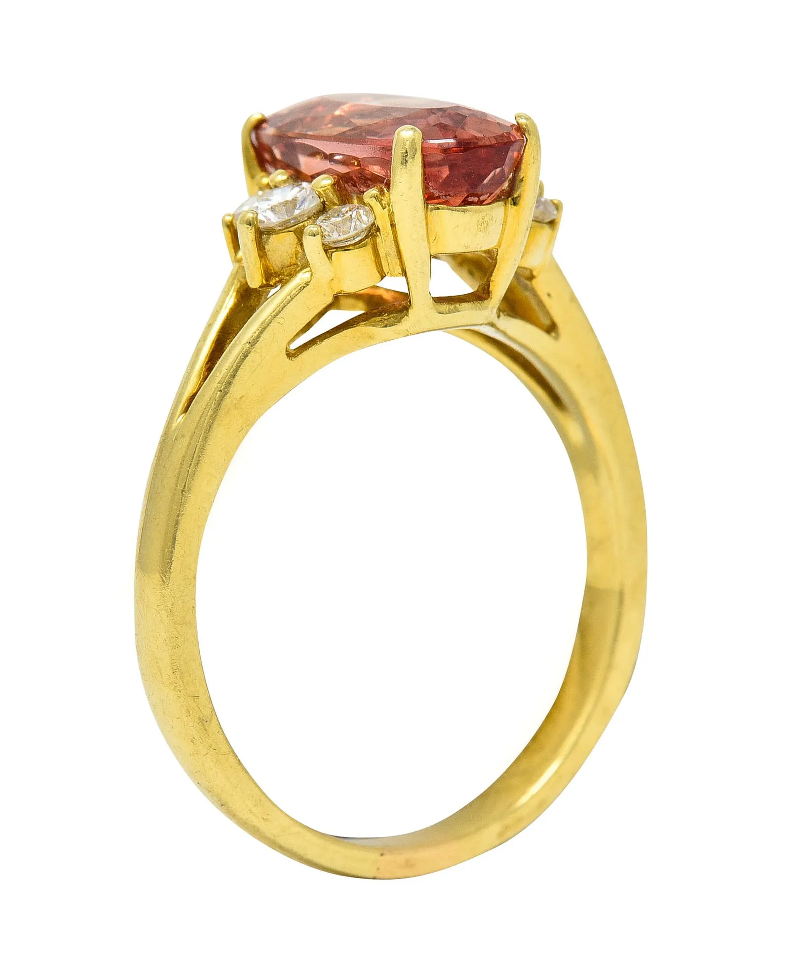 Vintage Imperial Topaz Diamond Ring - 2.95 CTW, 18 Karat Gold, Gemstone