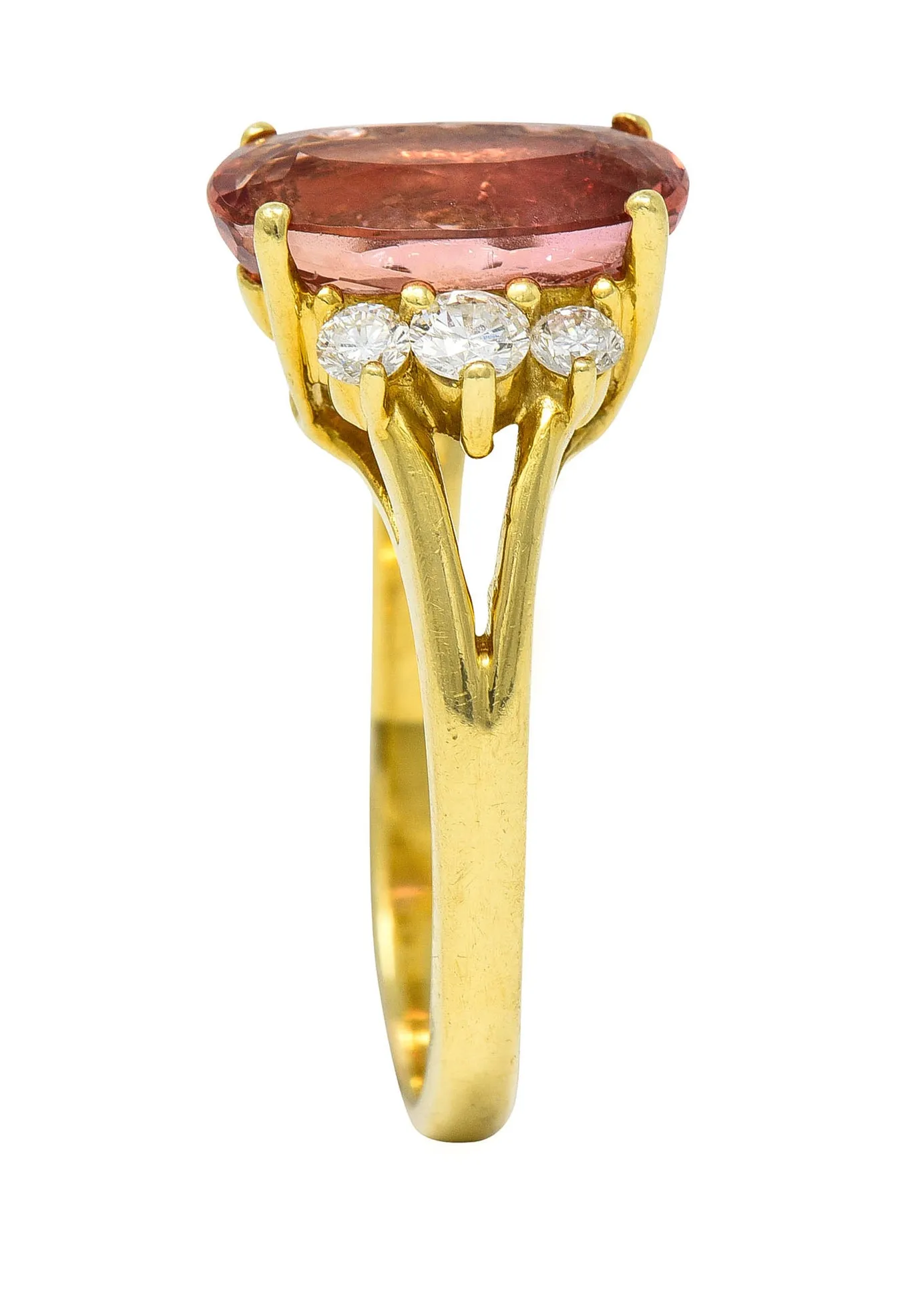 Vintage Imperial Topaz Diamond Ring - 2.95 CTW, 18 Karat Gold, Gemstone