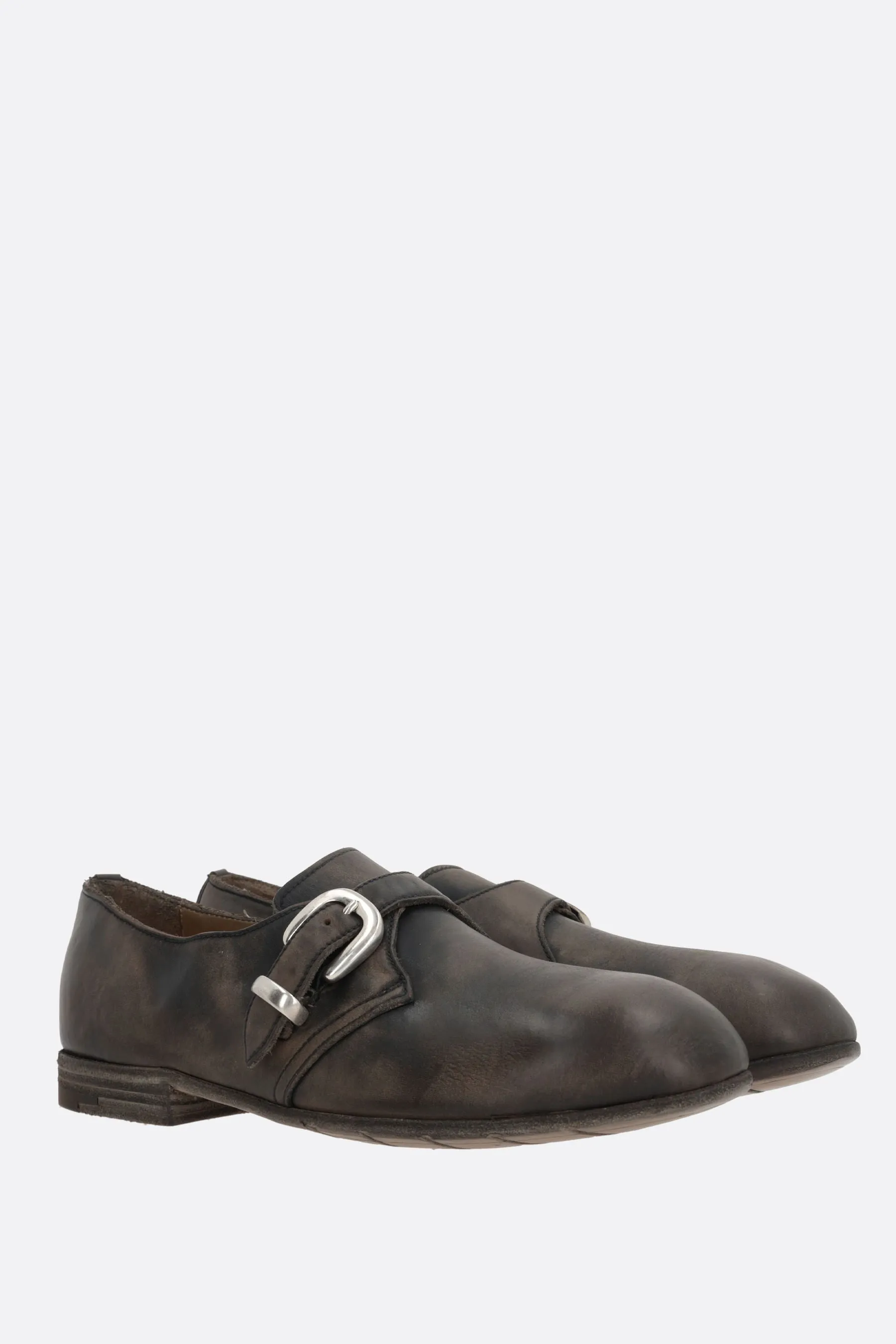 Vintage leather monk strap shoes