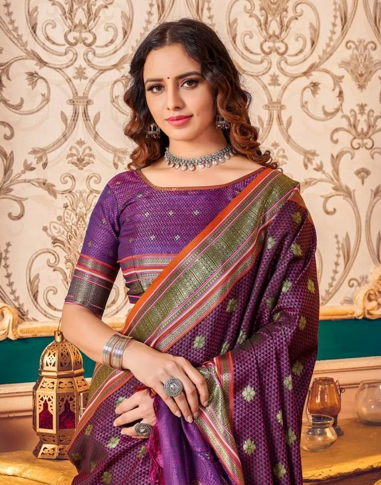 Violet Silk Saree