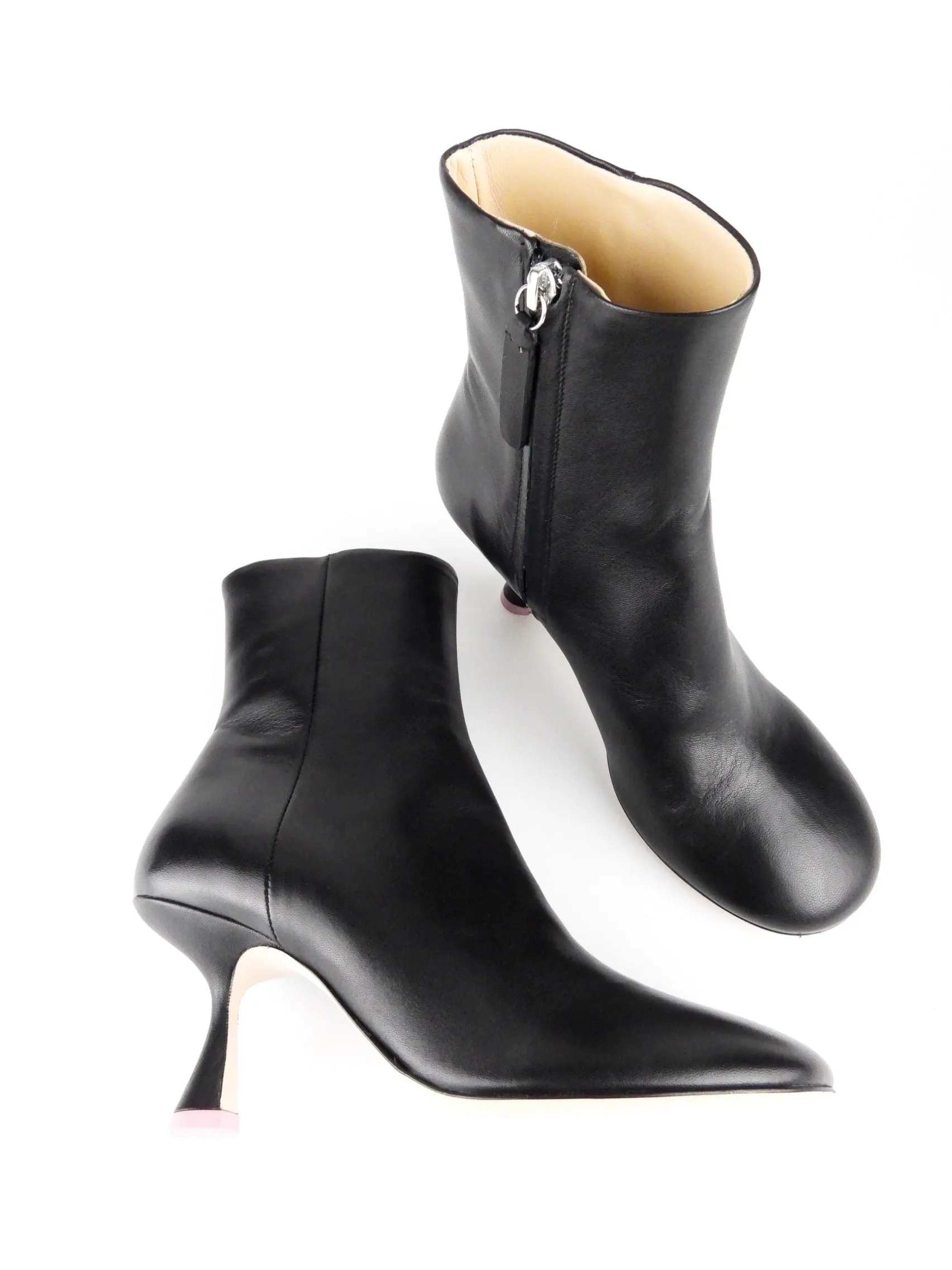 Wandler Black Leather Trumpet Heel Marine Ankle Boot - Size 37.5