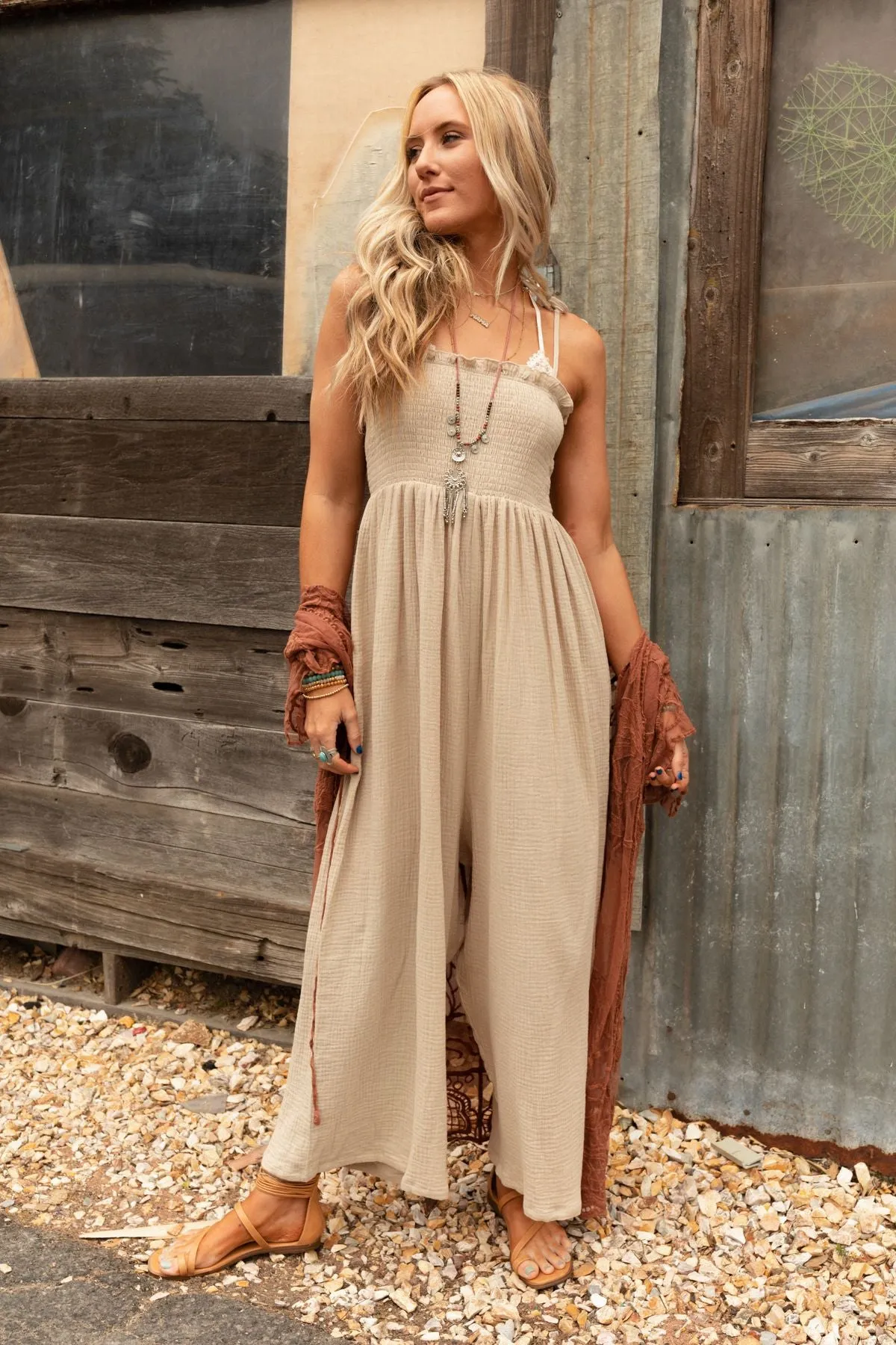 Weekend Vibe Jumpsuit Taupe