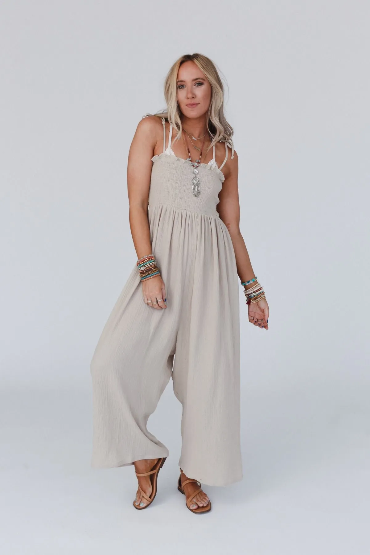 Weekend Vibe Jumpsuit Taupe