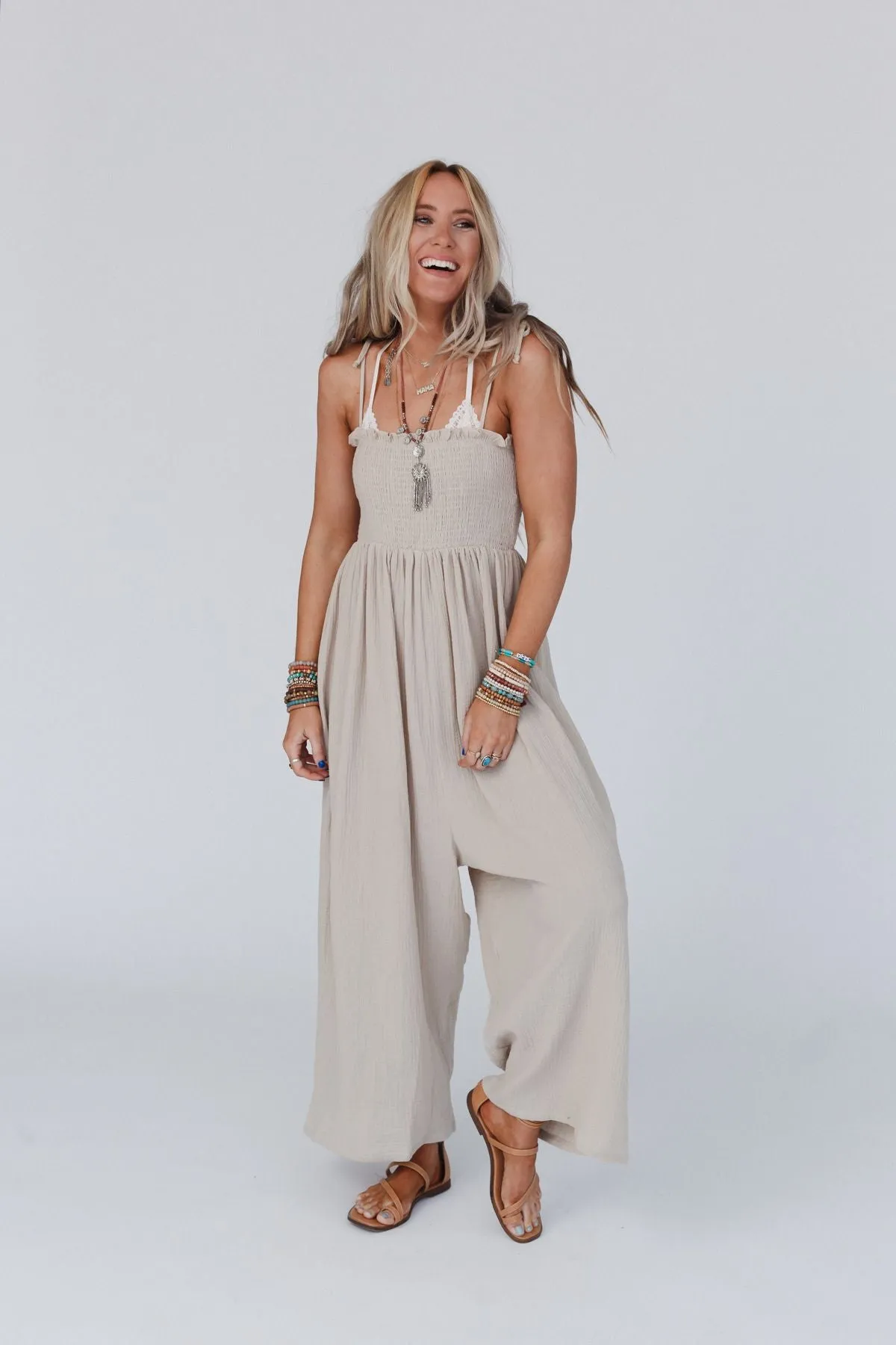 Weekend Vibe Jumpsuit Taupe