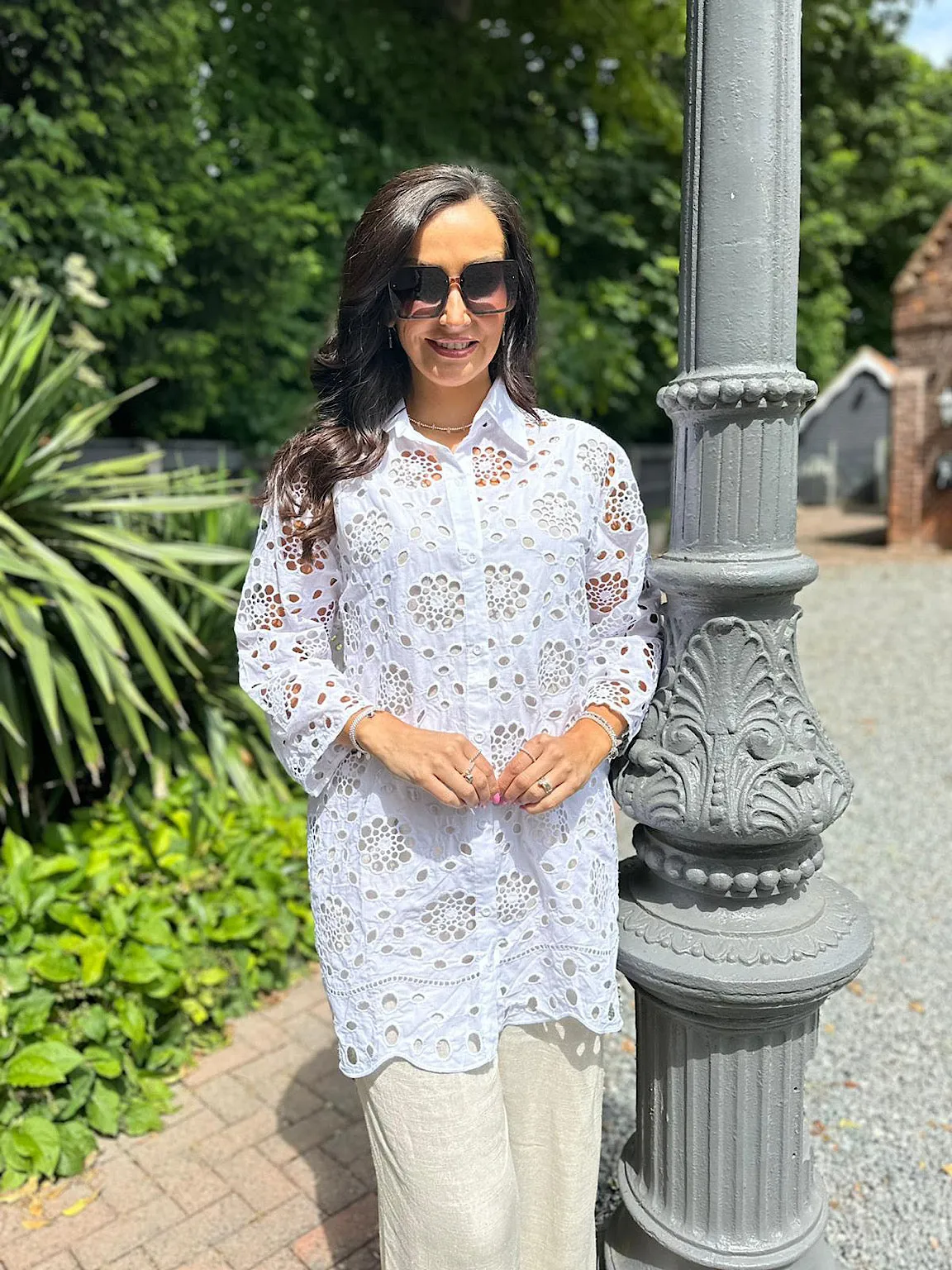 White Floral Blouse with Embroidery