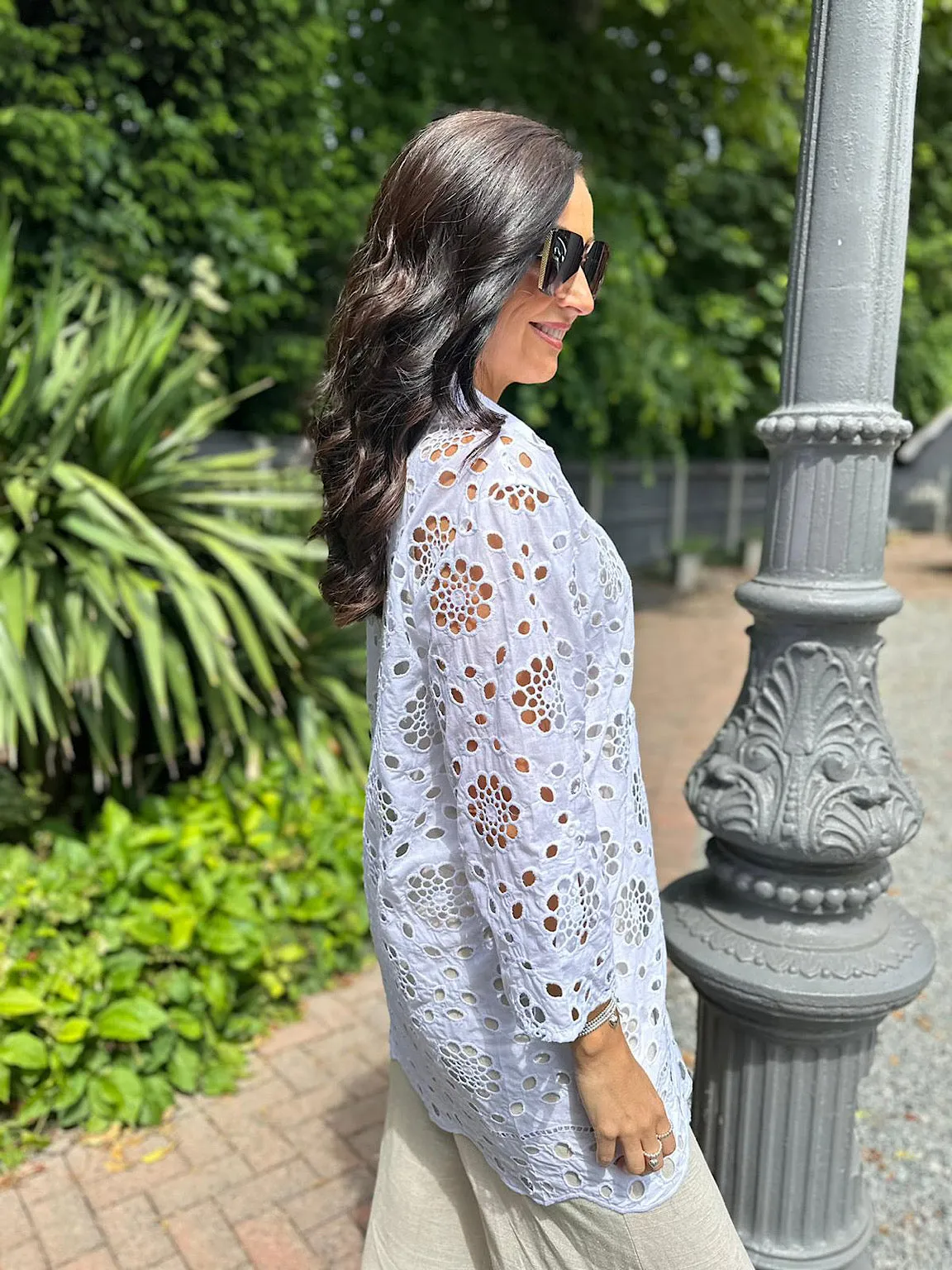 White Floral Blouse with Embroidery