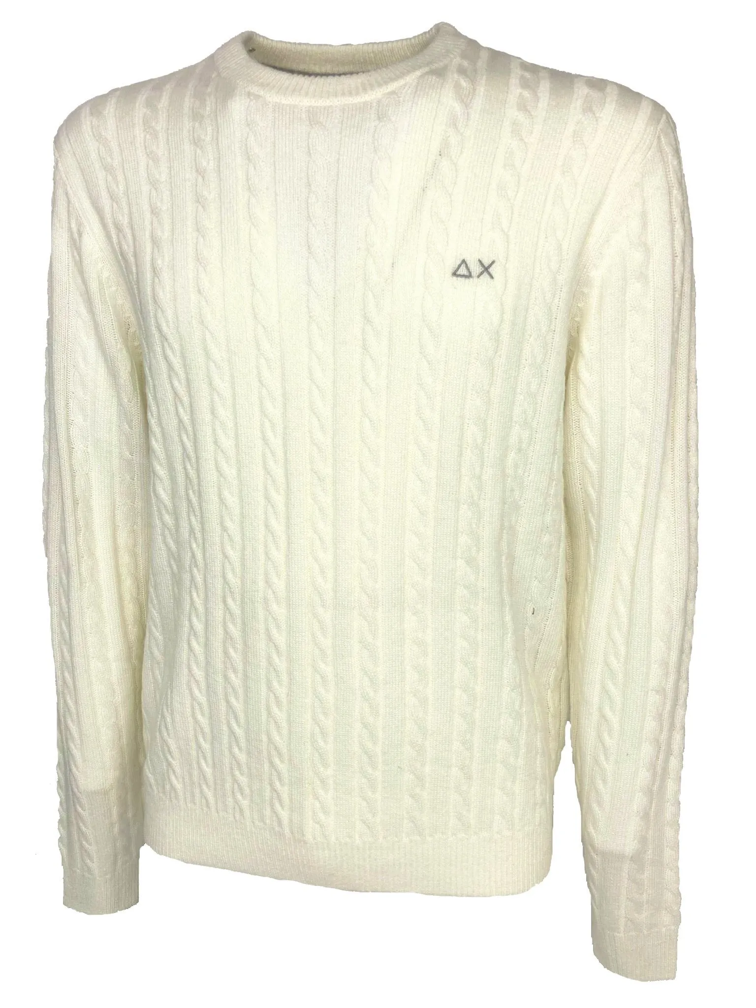 white ribbed wool blend men's pullover