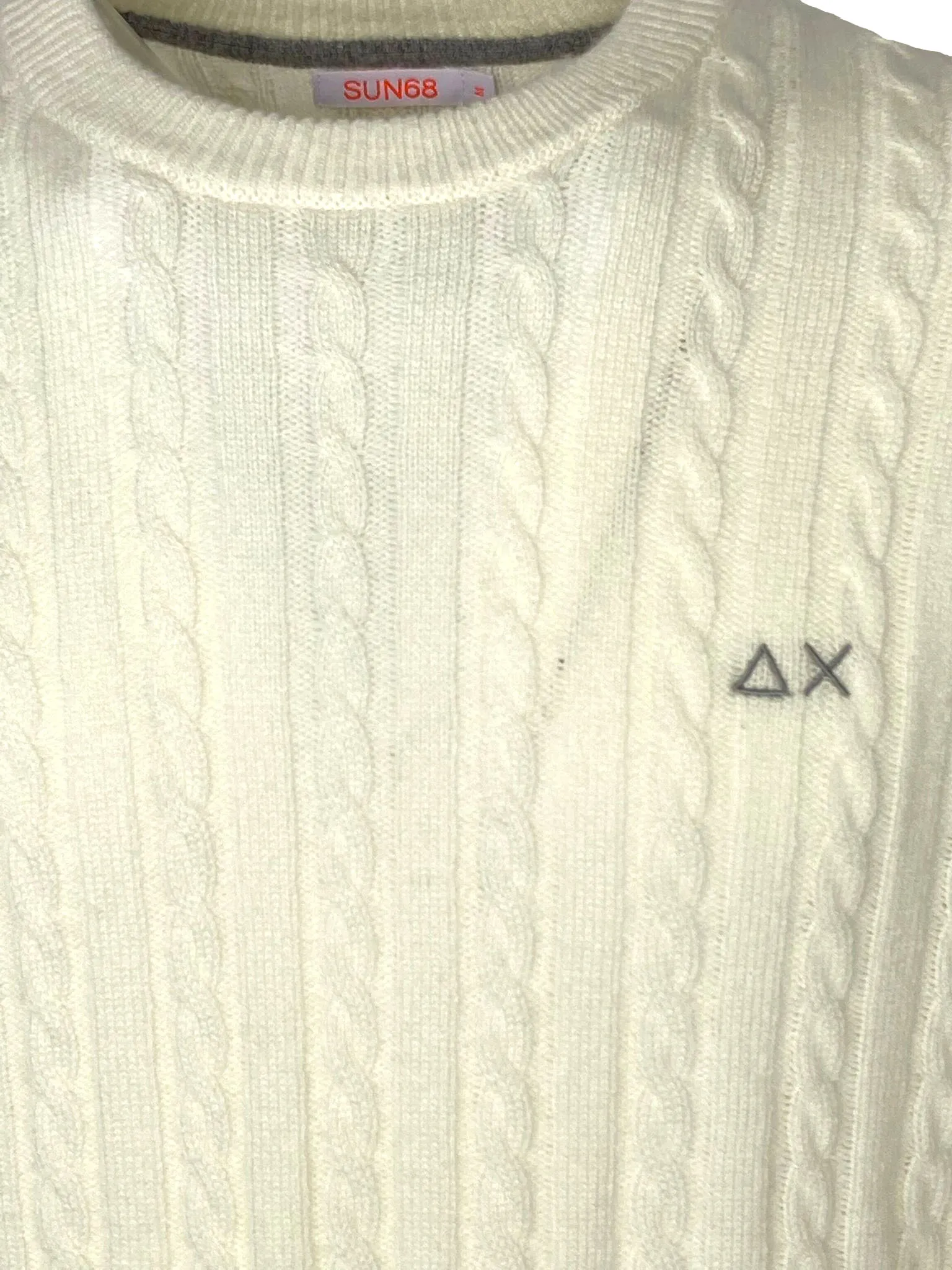 white ribbed wool blend men's pullover