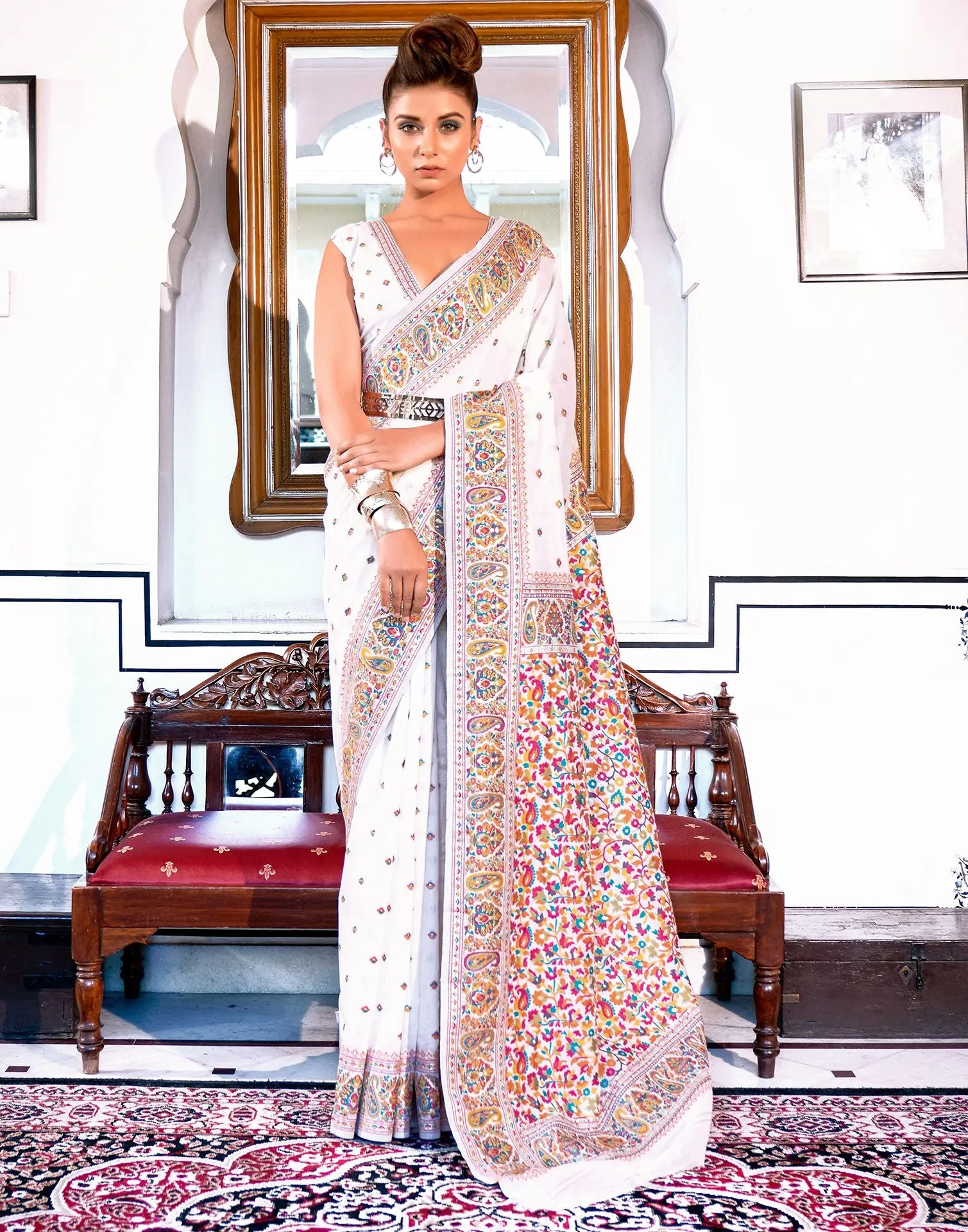 White Silk Saree